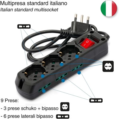 Multipresa 9 Posti Velamp 3...