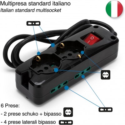 Multipresa 6 Posti Velamp 2...