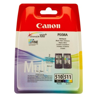 Kit 2 Cartucce Originali Canon 2970B010 PG-510 + CL-511 Bk Col 