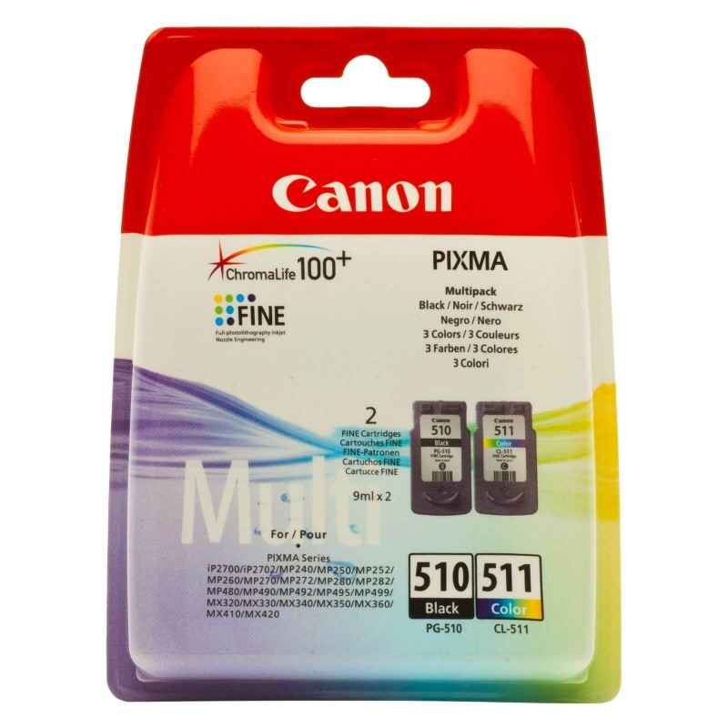 Kit 2 Cartucce Originali Canon 2970B010 PG-510 + CL-511 Bk Col 
