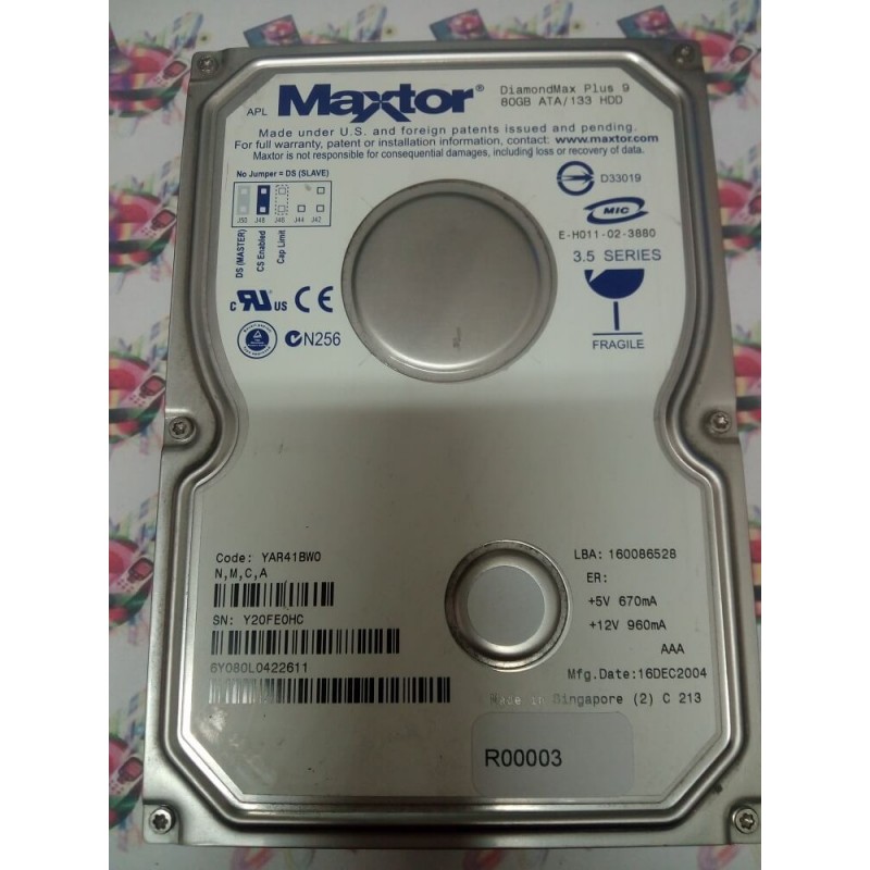Hard Disk Usato Ide 3,5" 80Gb Maxtor 6Y080L0