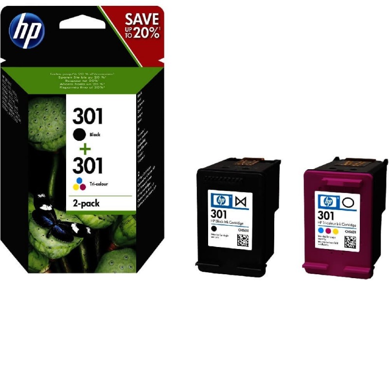 Multipack 2 Cartucce Originali HP 301 N9J72AE Bk Colore