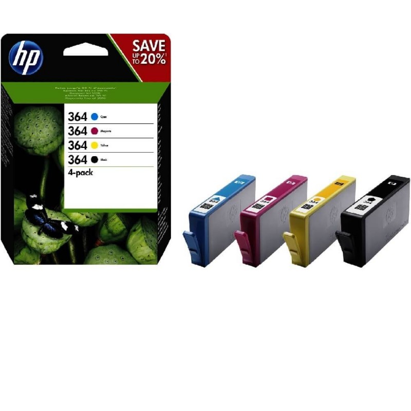 Multipack 4 Cartucce Originali HP 364 N9J73AE Bk C M Y 