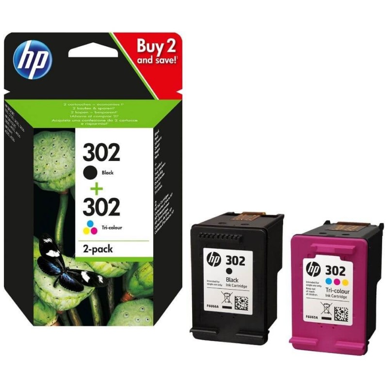 Multipack 2 Cartucce Originali HP 302 X4D37AE Bk Colore