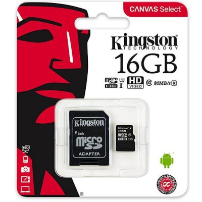 MicroSd Kingston 16Gb Casse 10 SDCS/16GB  